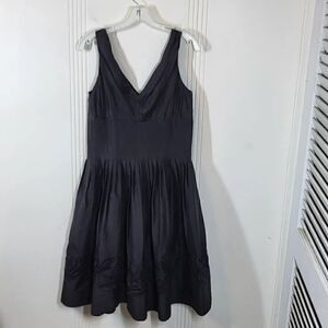 Suzy Chin for Maggy Boutique  Black Sleeveless Silk Dress W/Embroidered Flowers